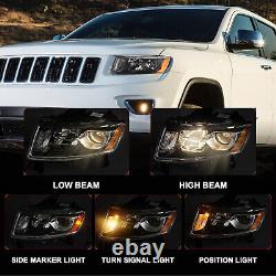 For 2014-2016 Jeep Grand Cherokee Headlights Assembly Headlamps LH+RH withBulbs