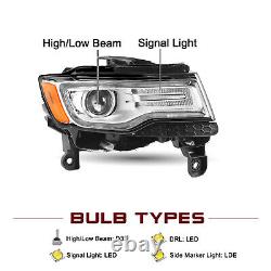 For 2014-2021 Jeep Grand Cherokee Chrome HID Headlight withBALLAST&BULBS Lamp RH