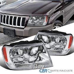 For 99-04 Jeep Grand Cherokee Clear Headlights Headlamps+Signal Corner Lamp Pair