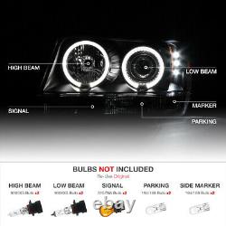 For 99-04 Jeep Grand Cherokee WJ Black Halo Angel Eye Headlights LED Tail Lights