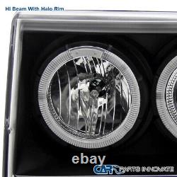 For Jeep 93-96 Grand Cherokee Black Twin Halo Projector Headlights Lamps Pair
