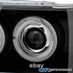 For Jeep 93-96 Grand Cherokee Black Twin Halo Projector Headlights Lamps Pair