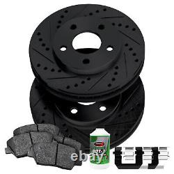 For Jeep Grand Cherokee Front Black Drill Slot Brake Rotors+Ceramic Brake Pads