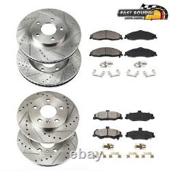 For Jeep Grand Cherokee Front & Rear Drill Slot Brake Rotors And Ceramic Pads
