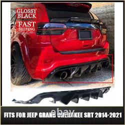 For Jeep Grand Cherokee SRT 14-21 V1 Glossy Black Shark Fin Rear Bumper Diffuser