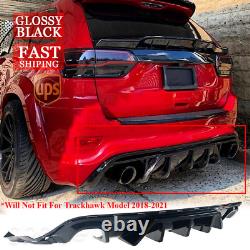 For Jeep Grand Cherokee SRT 14-21 V1 Glossy Black Shark Fin Rear Bumper Diffuser