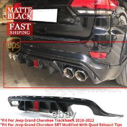 For Jeep Grand Cherokee SRT Trackhawk 14-2021 Matte Rear Bumper Diffuser With LED