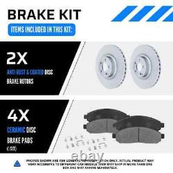 Front Coated Rotors & Ceramic Brake Pads for 2018 Jeep Grand Cherokee BLKC-195