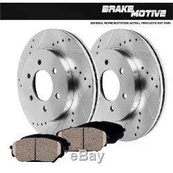 Front Drilled & Slotted Brake Rotors & Ceramic Pads Jeep XJ Cherokee TJ Wrangler