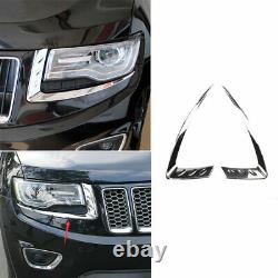 Front Headlight Lamp Strip Cover Trim Chrome For Jeep Grand Cherokee 2014-2015