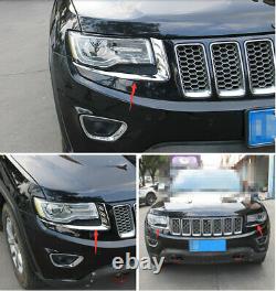 Front Headlight Lamp Strip Cover Trim Chrome For Jeep Grand Cherokee 2014-2015