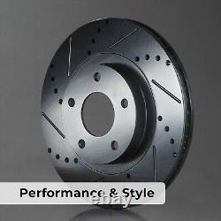 Front & Rear Drilled Slotted Rotors + Pads for Dodge Durango Jeep Grand Cherokee