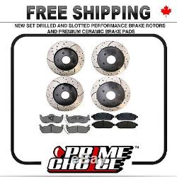 Front and Rear Set 4 Performance Rotors and 8 Premium Ceramic Pads for a Jeep