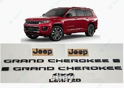 Gloss Black Front Rear Door 4x4 Limited Emblem 2022+ Jeep Grand Cherokee 2Row WK