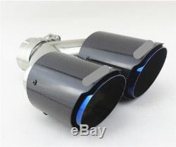 Glossy 100% Real Carbon Fiber Dual Exhaust Pipe Tail Muffler Tip 63mm-I /89mm-O
