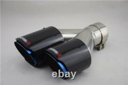 Glossy Real Carbon Fiber Car Exhaust Pipe Dual Pipe Tail Muffler Tip -Right Side