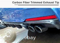 Glossy Real Carbon Fiber Car Exhaust Pipe Dual Pipe Tail Muffler Tip -Right Side