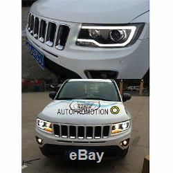 HID Headlights For 2011-2013 Jeep Grand Cherokee Front Bumper LED Bi-xenon Lamps