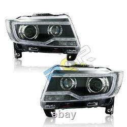 HID Headlights For 2011-2013 Jeep Grand Cherokee Front Bumper LED Bi-xenon Lamps