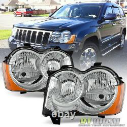 Halogen 2008-2010 Jeep Grand Cherokee Factory Headlights Headlamps Left+Right
