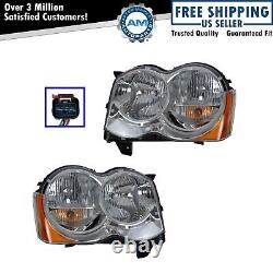 Halogen Headlamps Headlights Left & Right Pair Set for 08-10 Jeep Grand Cherokee