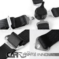 JDM Black Cloth PVC Reclinable Racing Bucket Seats Pair withCamlock Belt Harness