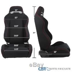JDM Speed Racing Seats Reclinable Style Black Red Stitching Pair
