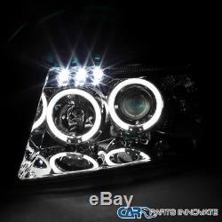 Jeep 99-04 Grand Cherokee Clear LED Halo Projector Headlights Head Lamps Pair