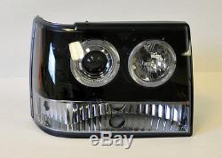 Jeep Grand Cherokee 93-98 Glossy Black Projector Halo Angel Eye Headlights