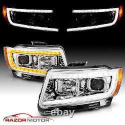 LED C Bar 2011-2013 For Jeep Grand Cherokee Chrome Switchback Headlights