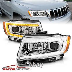 LED C Bar 2011-2013 For Jeep Grand Cherokee Chrome Switchback Headlights