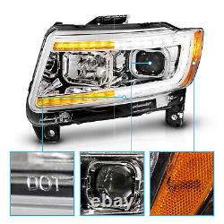 LED C Bar 2011-2013 For Jeep Grand Cherokee Chrome Switchback Headlights