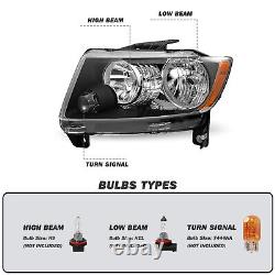 LH+RH For 2011-2013 Jeep Grand Cherokee Headlight 11-17 Compass Halogen Headlamp