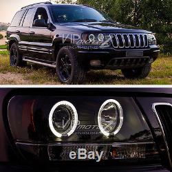 LIMITED SINISTER BLACK 1999-2004 Jeep Grand Cherokee WJ WG Halo LED Headlights