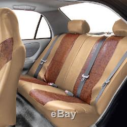 Leather SUV Van 3Row Seat Covers Brown Biege For Sedan SUV Van