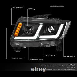 Led Drl+signalfor 11-13 Jeep Grand Cherokee Projector Headlight Black/clear