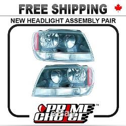 New Pair Left and Right Headlight Assemblies for a 2002-2003 Jeep Grand Cherokee
