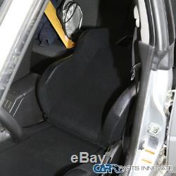 New T-R Type JDM Black Cloth PVC Reclinable Racing Bucket Seats Pair