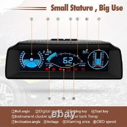 OBD2 Car Dash Head Up Display Speedometer Smart Slope Meter Inclinometer Compass