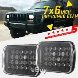 Pair 240W 7X6 5x7 LED Headlights For Chevrolet Jeep Cherokee XJ Wrangler YJ H4
