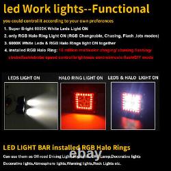 Pair 48W LED Work Light 3 inch Cube Pods Bluetooth RGB Halo & Wiring Harness