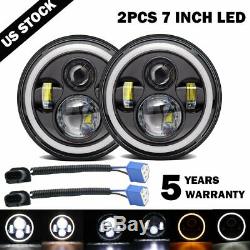 Pair 7 INCH 280W LED Headlights Halo Angle Eye For Jeep Wrangler CJ JK LJ 97-18