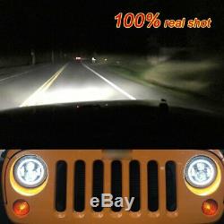 Pair 7 INCH 280W LED Headlights Halo Angle Eye For Jeep Wrangler CJ JK LJ 97-18