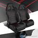Pair JDM T-R Black PVC Red Stitch Driver+Passenger Side Racing Seats Reclinable