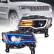 Pair LED Headlights Black trim For 2014-2021 Jeep Grand Cherokee Blue DRLStartup