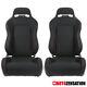 Pair Of Reclinable Sporty Racing Seats Black Red Stitch with Slider