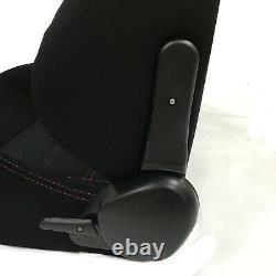 Pair of Sports Cloth Reclinable Racing Seats Black with Slider Brackets