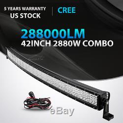 Quad-row 42inch 2880w Curved Led Light Bar Spot Flood Offroad Driving Suv 4wd 50