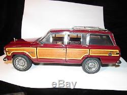 RARE 118 Autoart 1989 Jeep Cherokee Grand Wagoneer Red Maroon Woody 74002 w Box