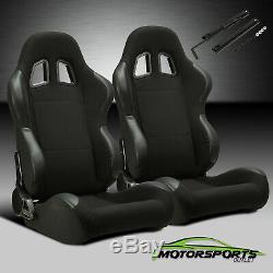 Reclinable Black PVC Patches Fabric Pineapple Racing Seats Left/Right WithSlider